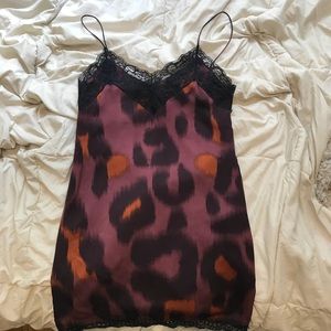 Satin Animal Print Mini Slip Dress